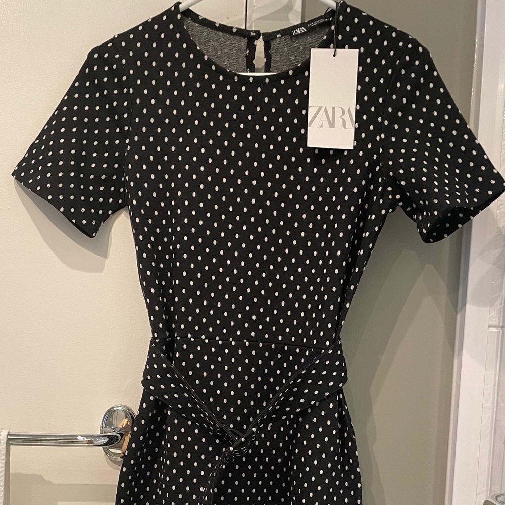 Zara black white polka dot dress